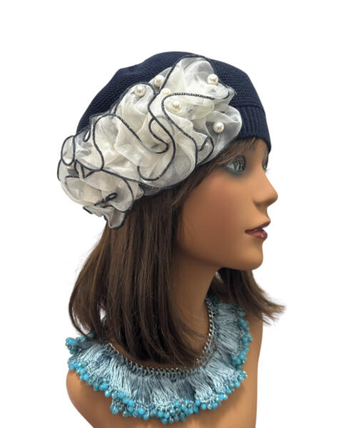 Navy Cotton Beret