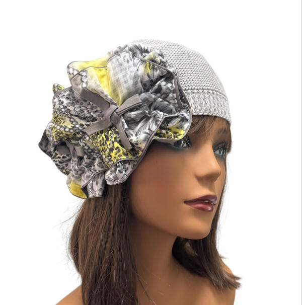 Gray Cotton Knit Beret