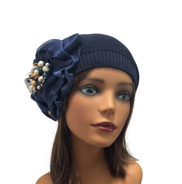 Navy Cotton Beret - Image 3