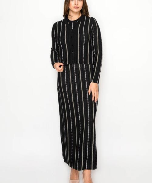 Dress/Cardigan 2 PCS Set - Black