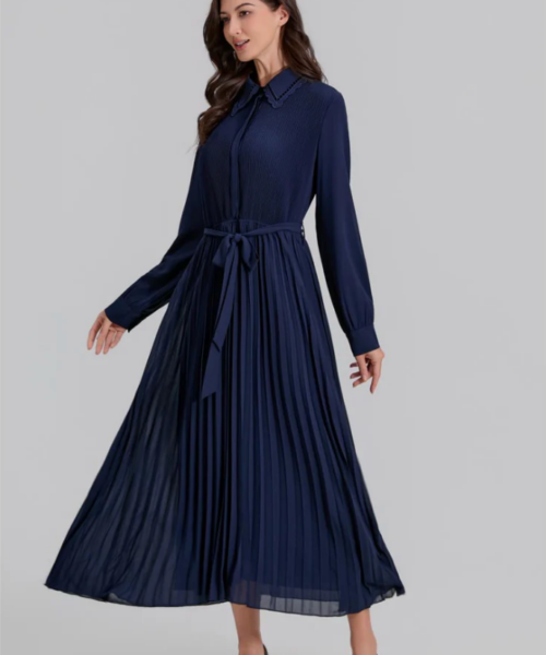 Royal Grace Pleated Midi Dress