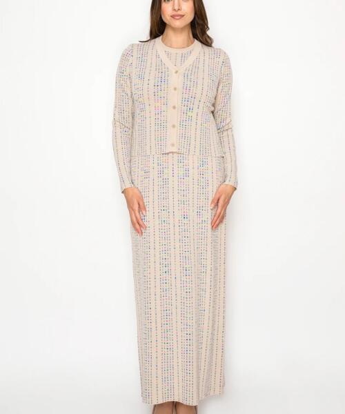 Dress/Cardigan 2 PCS Set - Beige