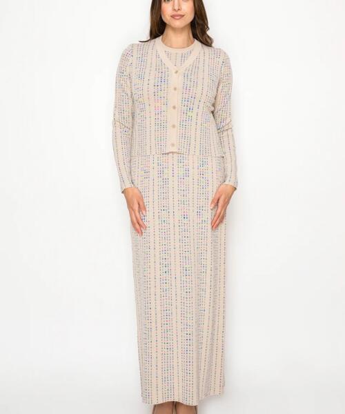 Dress/Cardigan 2 PCS Set - Beige