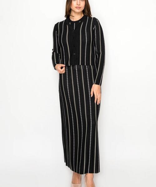 Dress/Cardigan 2 PCS Set - Black