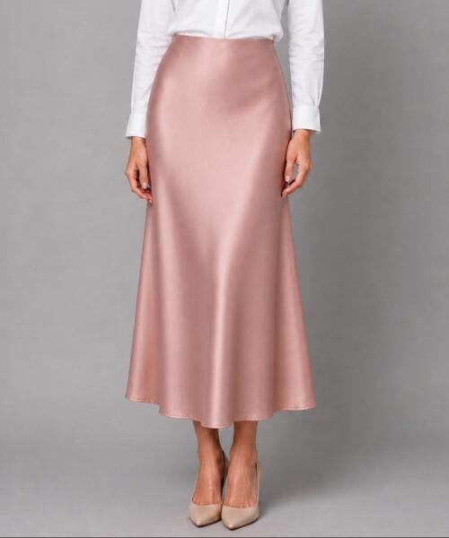 Dusty Pink Satin Skirt