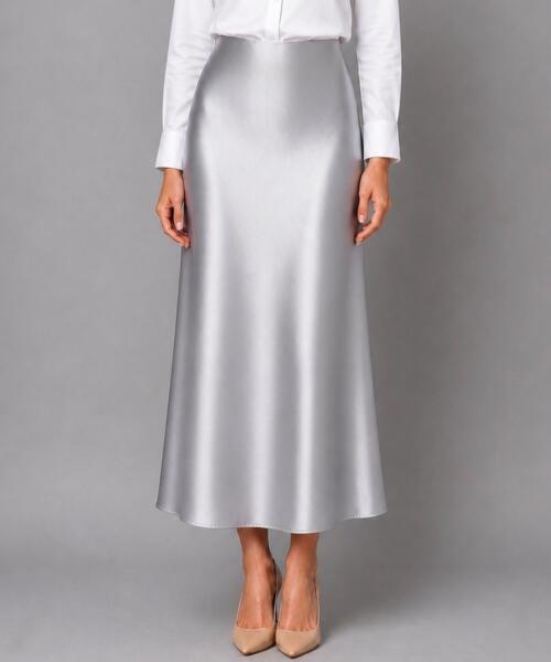 Silver Satin Skirt