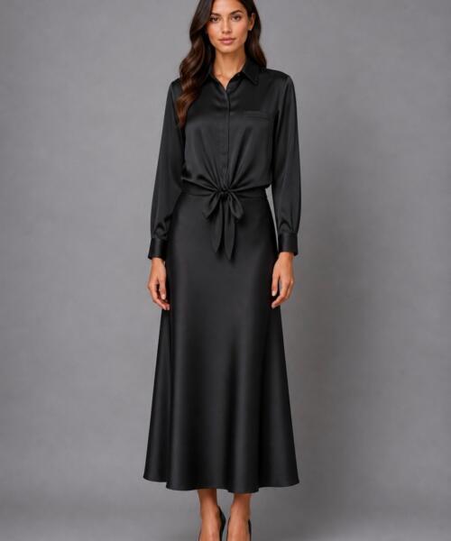 Black Tie-Front Shirt