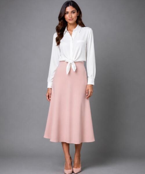 White Satin Tie-Front Shirt