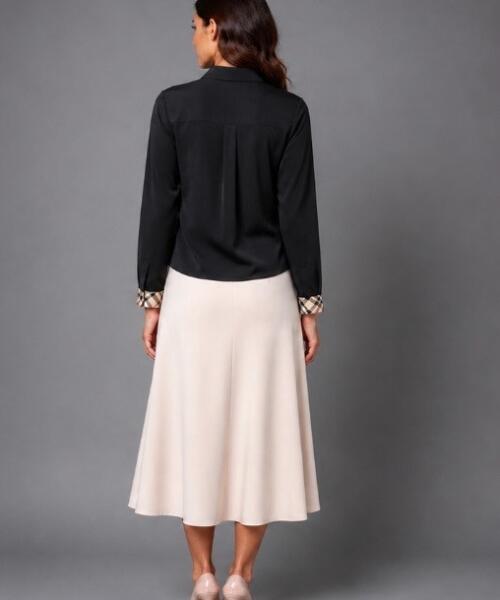 Black Inspired Trim Collared Blouse