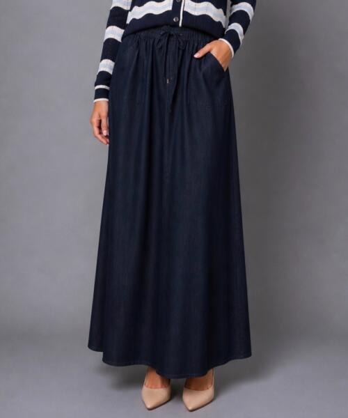 Blue Denim Maxi Skirt