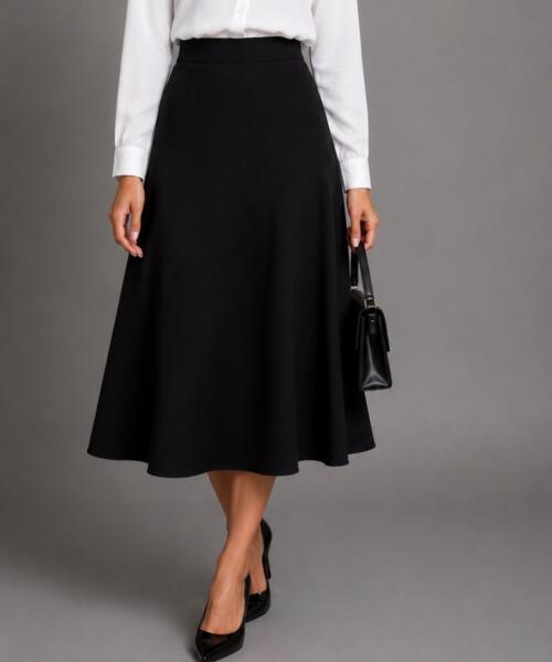 Classic Black Midi Skirt