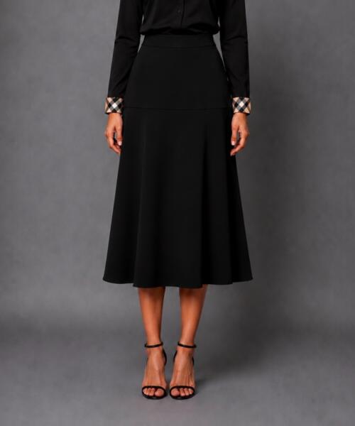 Black Crepe Midi Skirt