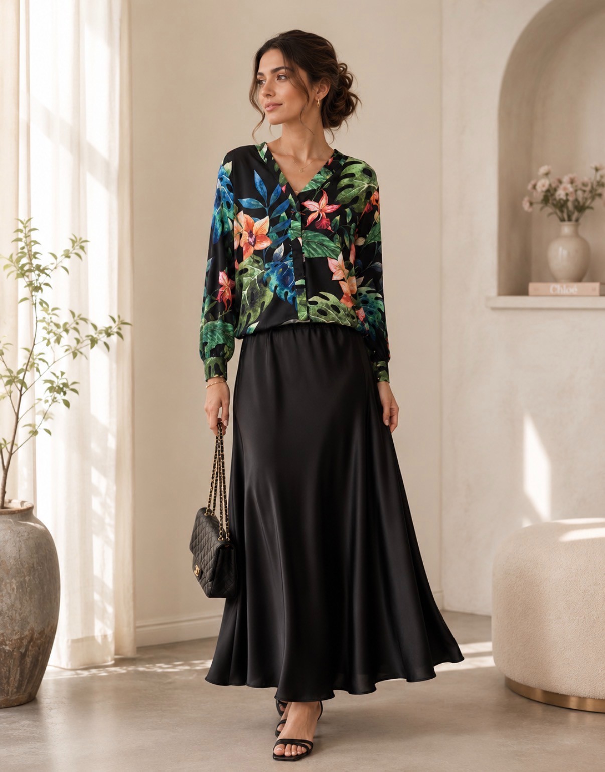 Black Floral Blouse
