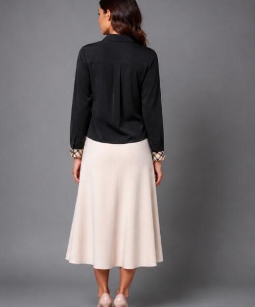 Black Inspired Trim Collared Blouse
