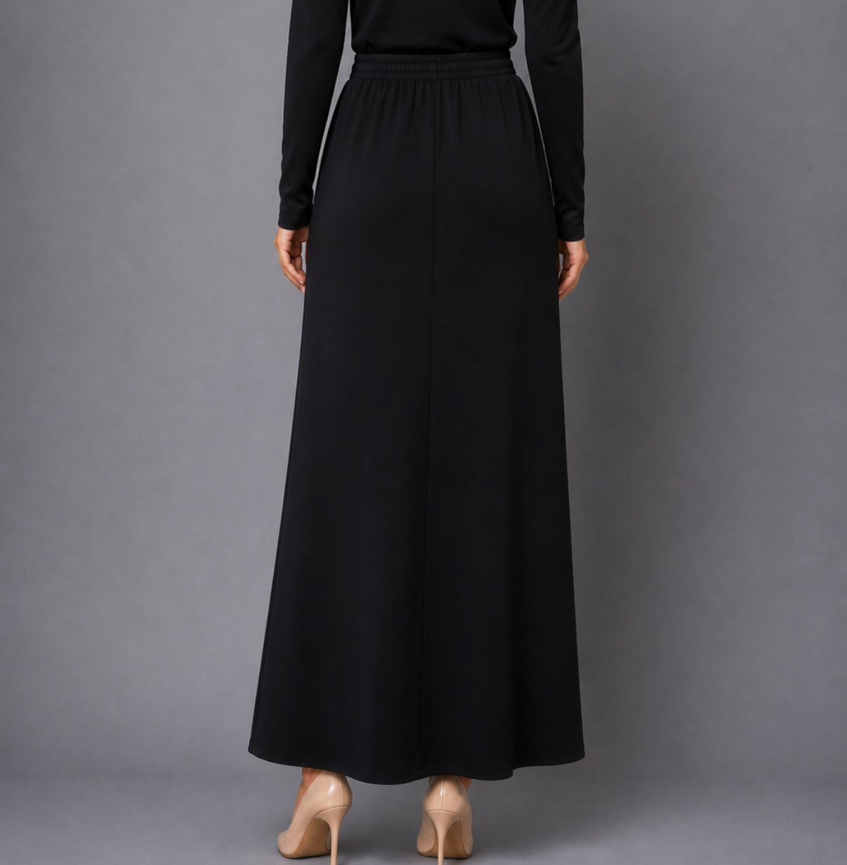 Black Maxi Skirt with Pink Stitching - Image 2