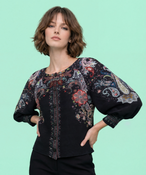 Black Paisley Cardigeon