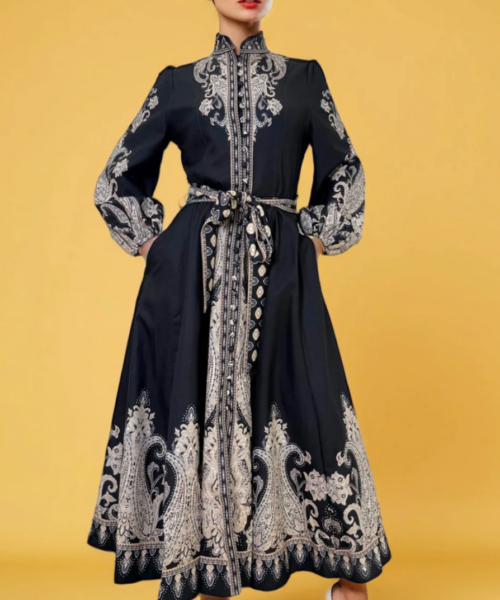 Black Paisley Maxi Dress