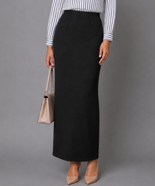 Black Ribbed Maxi Skirt