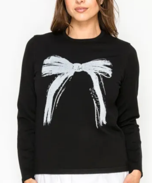 Black Sweater with Bow Design