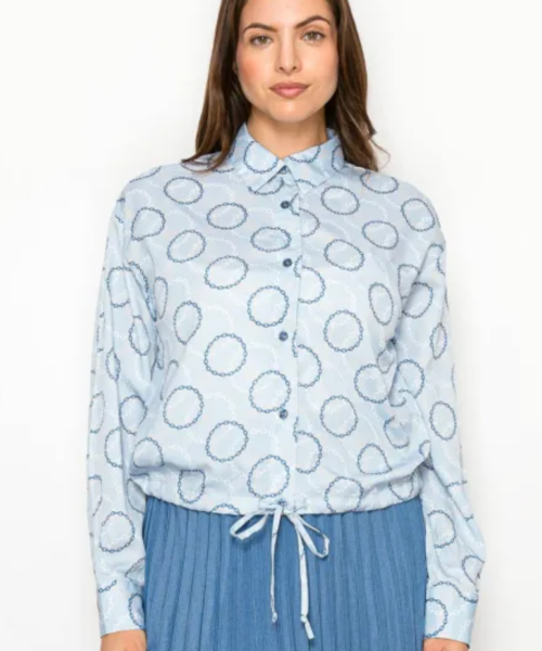 Blue Blouse with Chain Print