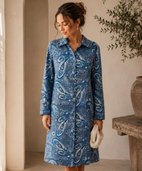 Blue Haven Paisley Shirt Dress