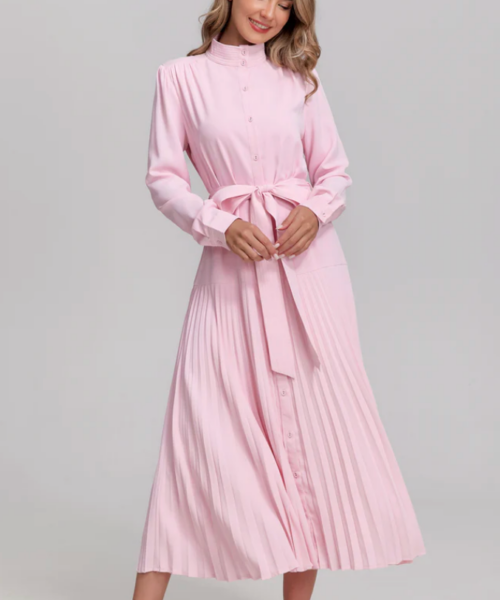 Blush Pleated Midi Dress