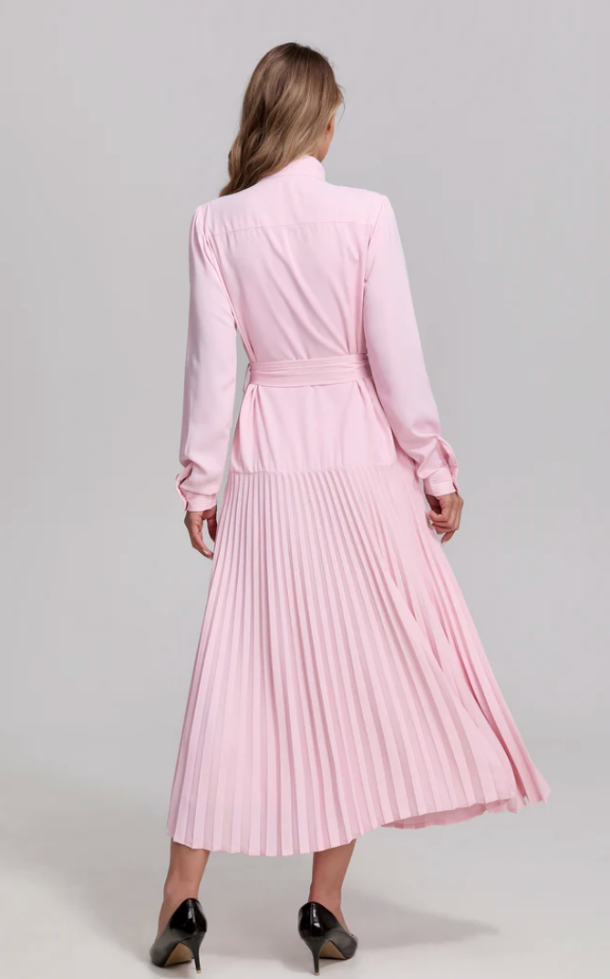 Blush Pleated Midi Dress - Image 2