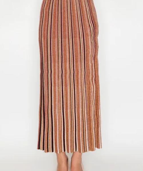 Cinnamon Stripe Pleated Skirt