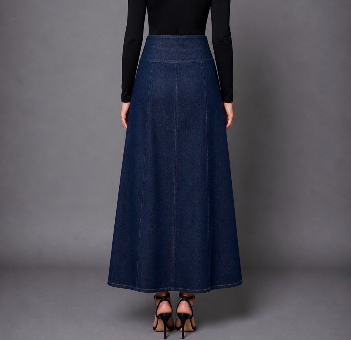Classic Blue Denim Maxi Skirt - Image 2