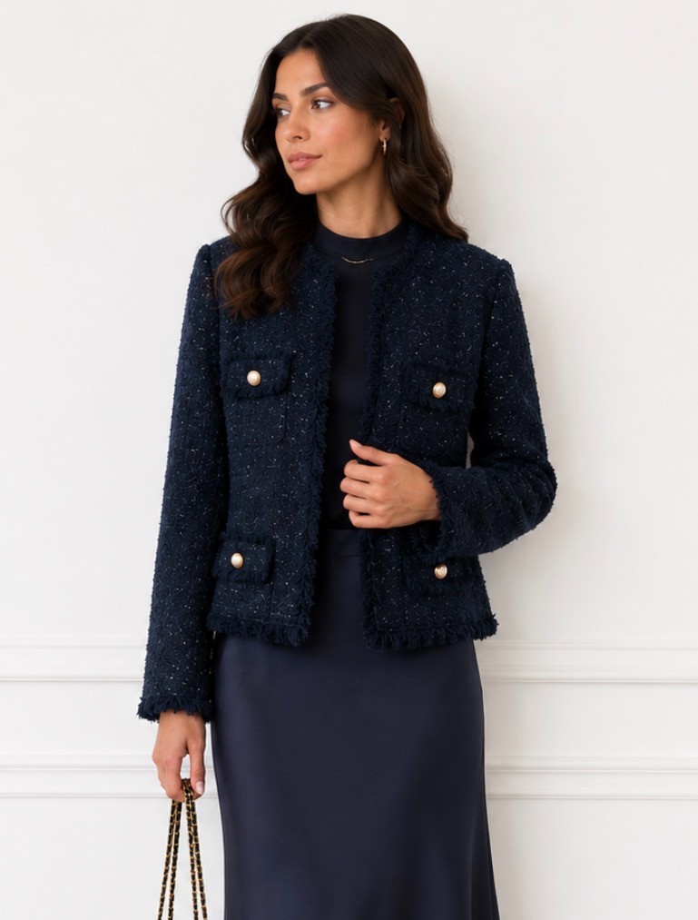 Dark Sapphire Tweed Blazer