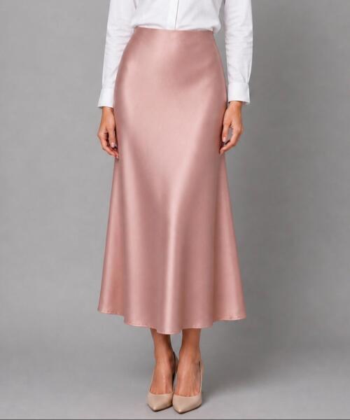 Dusty Pink Satin Skirt