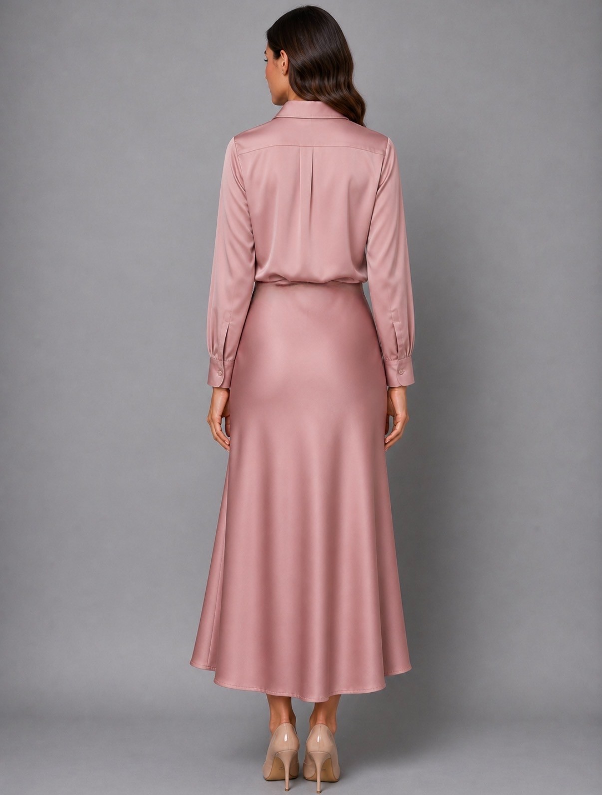 Dusty Pink Satin Tie-Front Shirt - Image 2