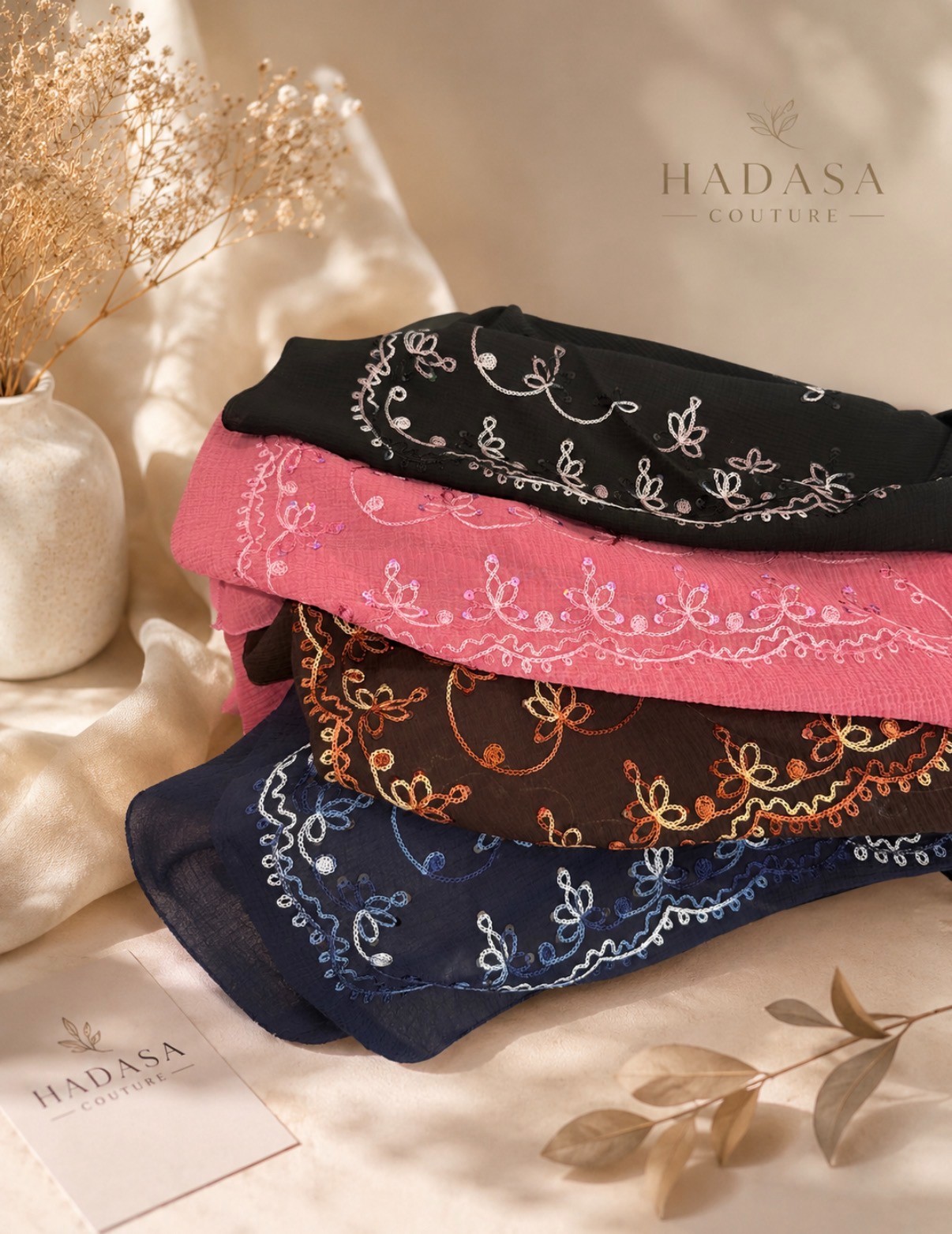 Embroidered Floral Scarf