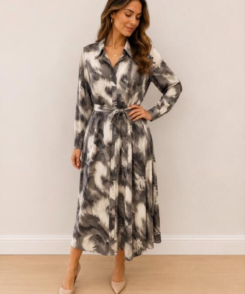 Feathered Gray Dress