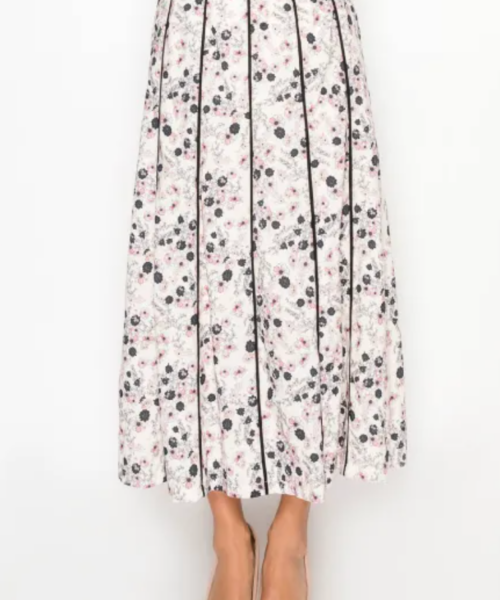 Floral Midi Skirt- Pink