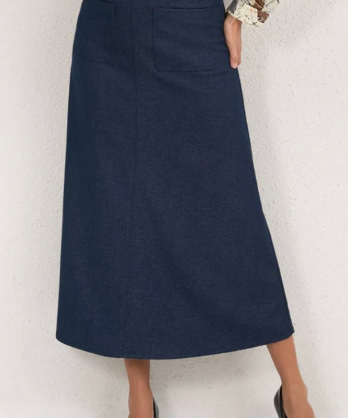 Harbor Blue Pocket Midi Skirt