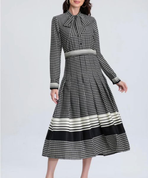 Houndstooth Midi Dress