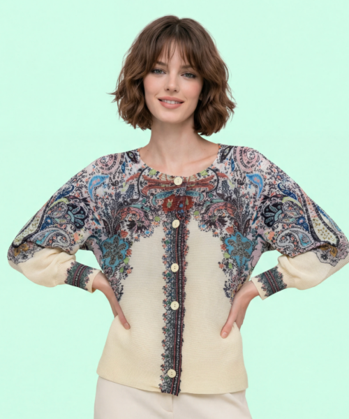 Ivory Paisley Cardigan