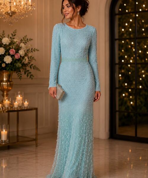 Maayan Frosted Pearl Gown
