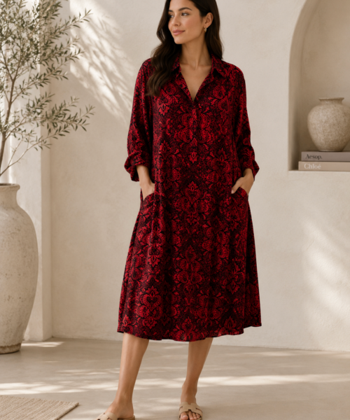 Majestic Red Velvet Dress