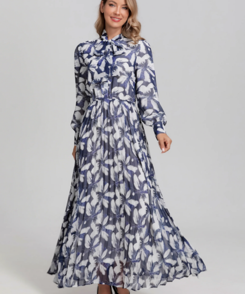 Midnight Feather Tie- Midi Dress