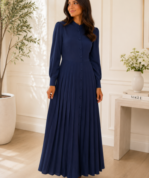 Midnight Heiress Pleated Dress