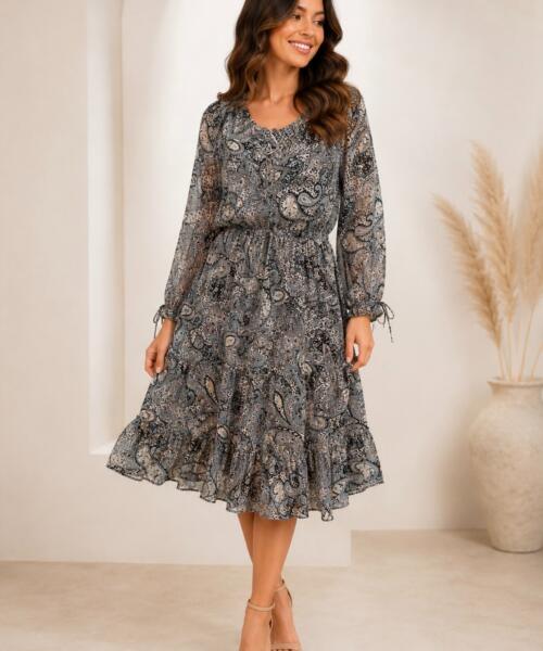 Midnight Paisley Dress