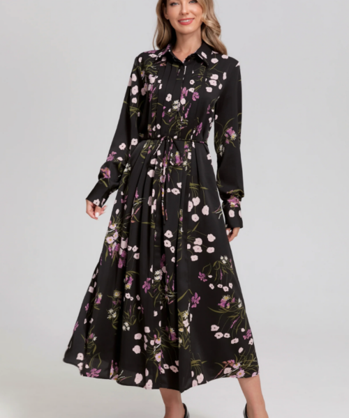 Midnight Wildflower Midi Dress