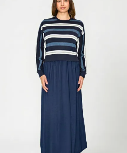 Navy Striped Maxi Dress