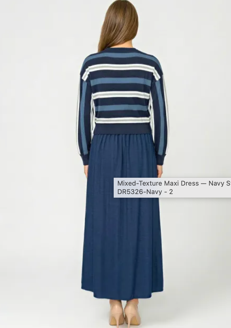 Navy Striped Maxi Dress - Image 2