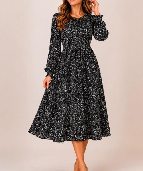 Noir Mist Midi Dress
