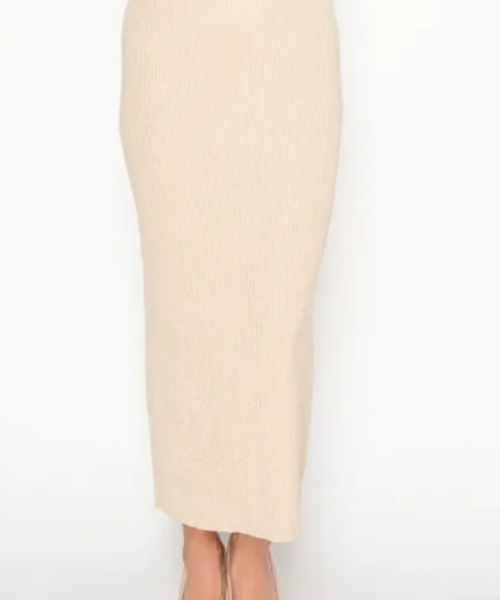 Oatmeal Ribbed Knit Skirt