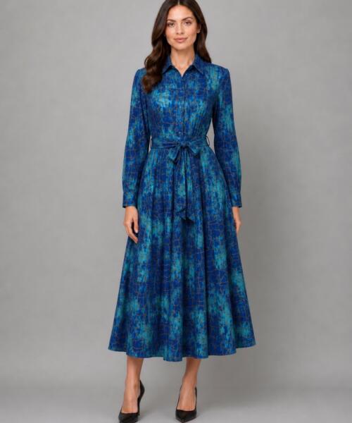 Ocean Mosaic Tie-Waist Dress