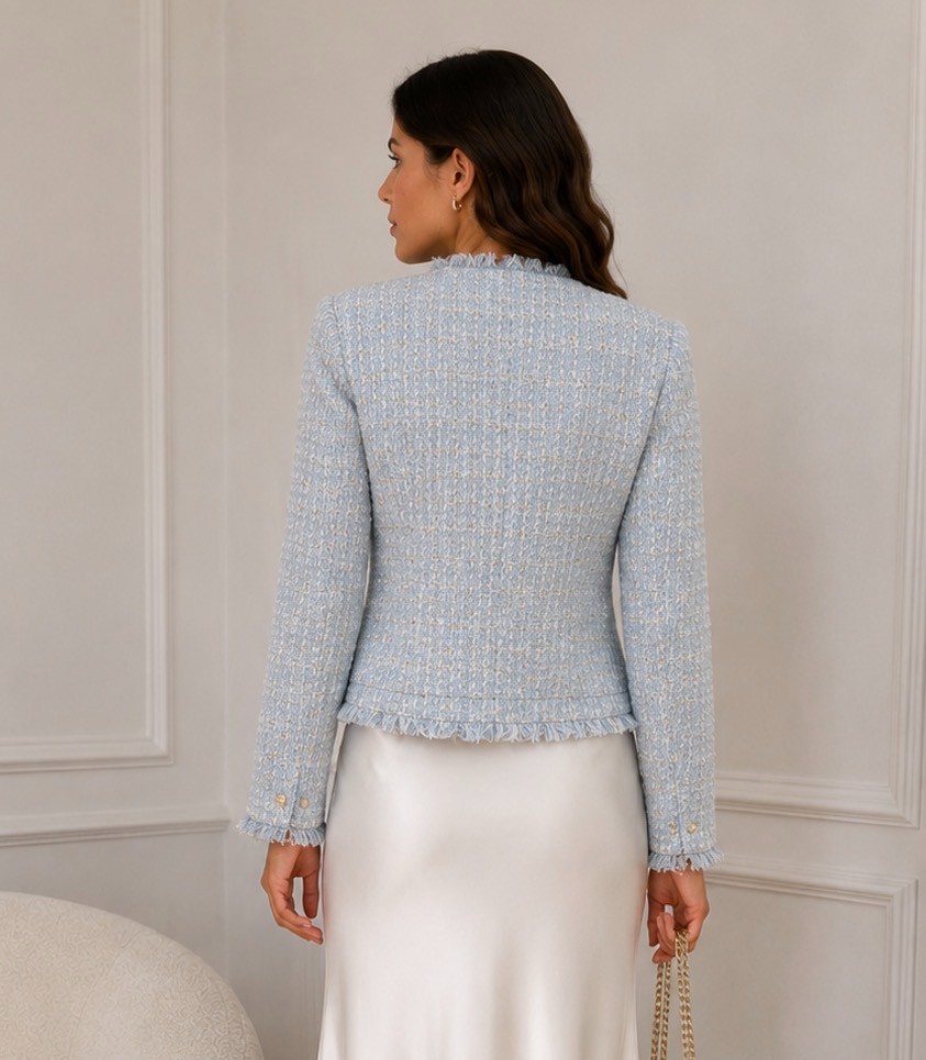 Powder Blue Tweed Blazer - Image 2